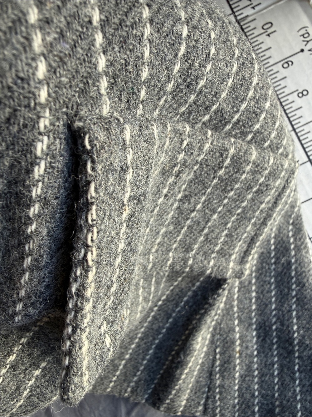 Gray Wool Pinstripe Jumper Tunic Pinafore Thistle Buttons Lined A-Line XS S - Picture 13 of 16